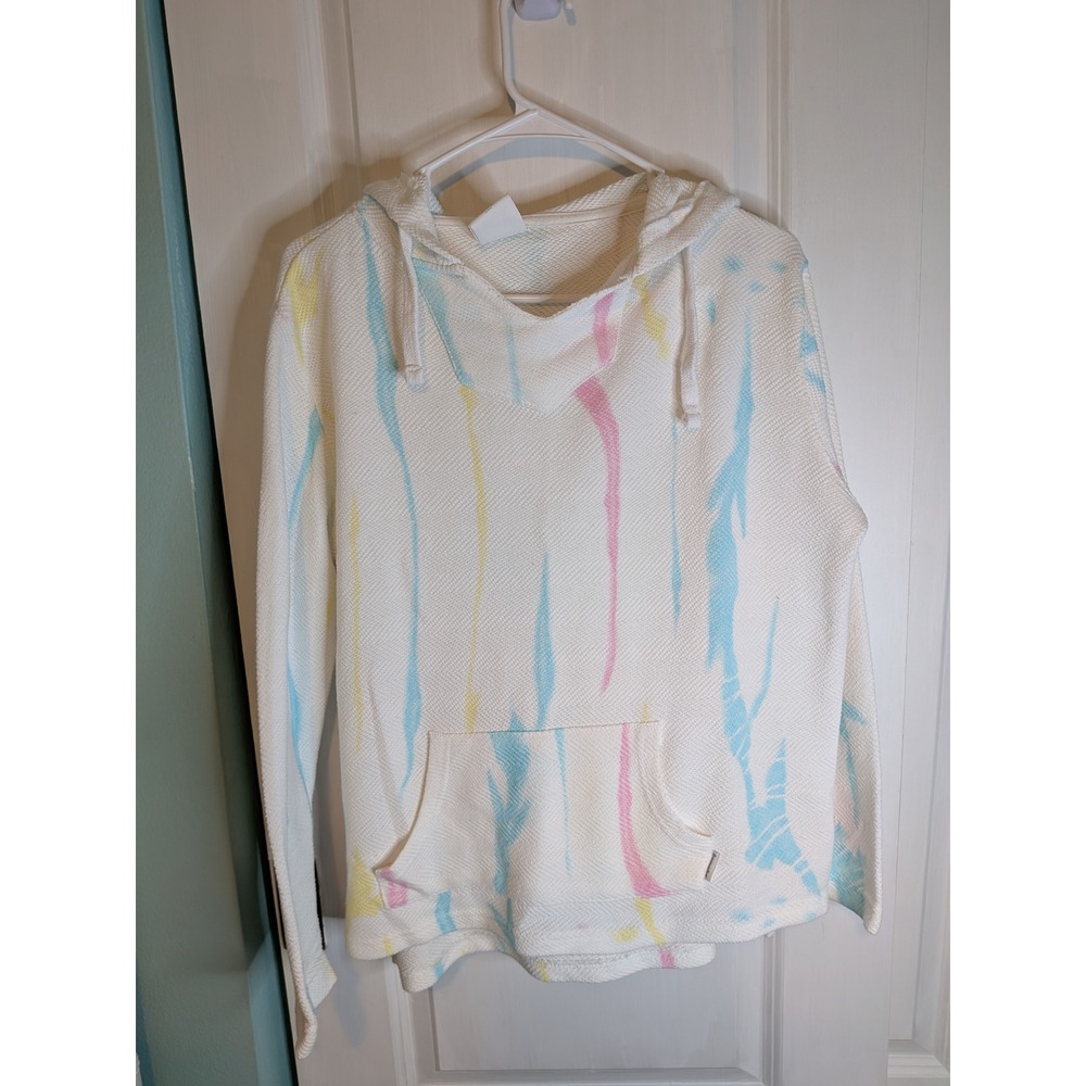 Dreamsicle Womens Pastel Tie Dye Waffle Knit Pullover Hoodie White Small